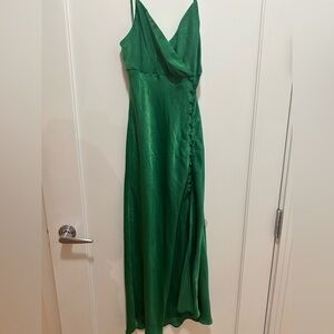 Zara Green Ruched One Shoulder Gown